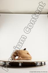 Nude Gymnastic poses Woman White Slim long brown Multi angle poses Pinup